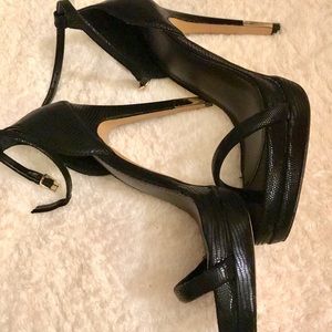 NIB never worn VS black straps heels w/gold detail